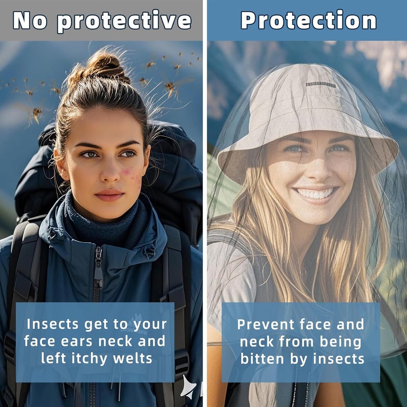 JayruiMice Oversized Mosquito Net 42 x 25 Inches Ultra Large Mosquito Head Net Face Neck Fly Mesh Netting Fits All Hats for Outdoor Camping Hiking Fishing Gardening Safari(Light Gray) - Image 5
